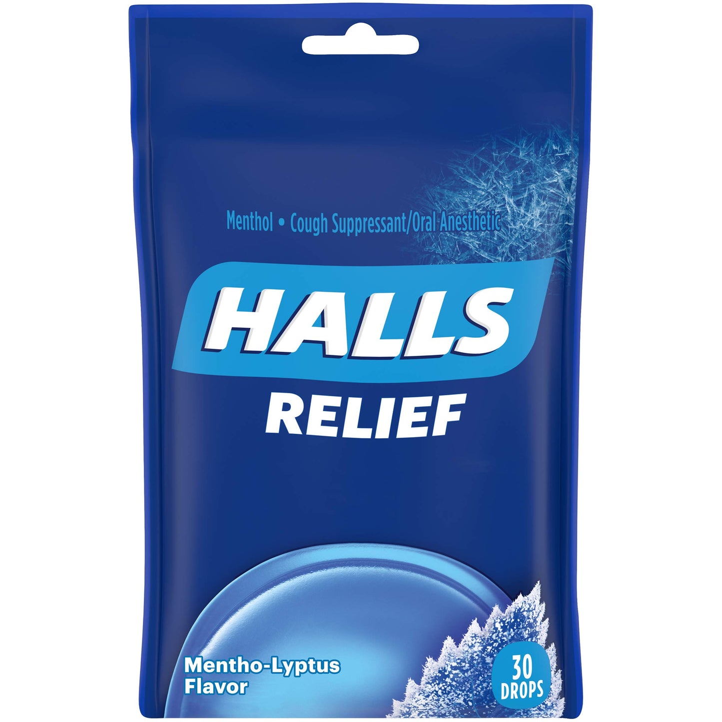 HALLS Relief Mentho-Lyptus Flavor Cough Drops, 1 Bag (30 Total Drops)