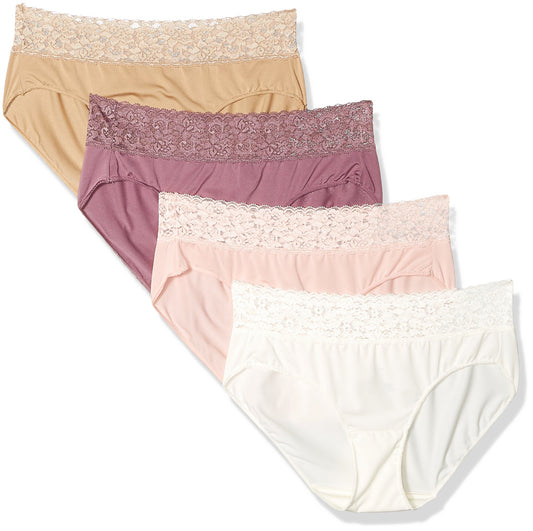 Hanes Women's Invisible Lace Waist Hipster Panties 4 Pack, Assorted, 9