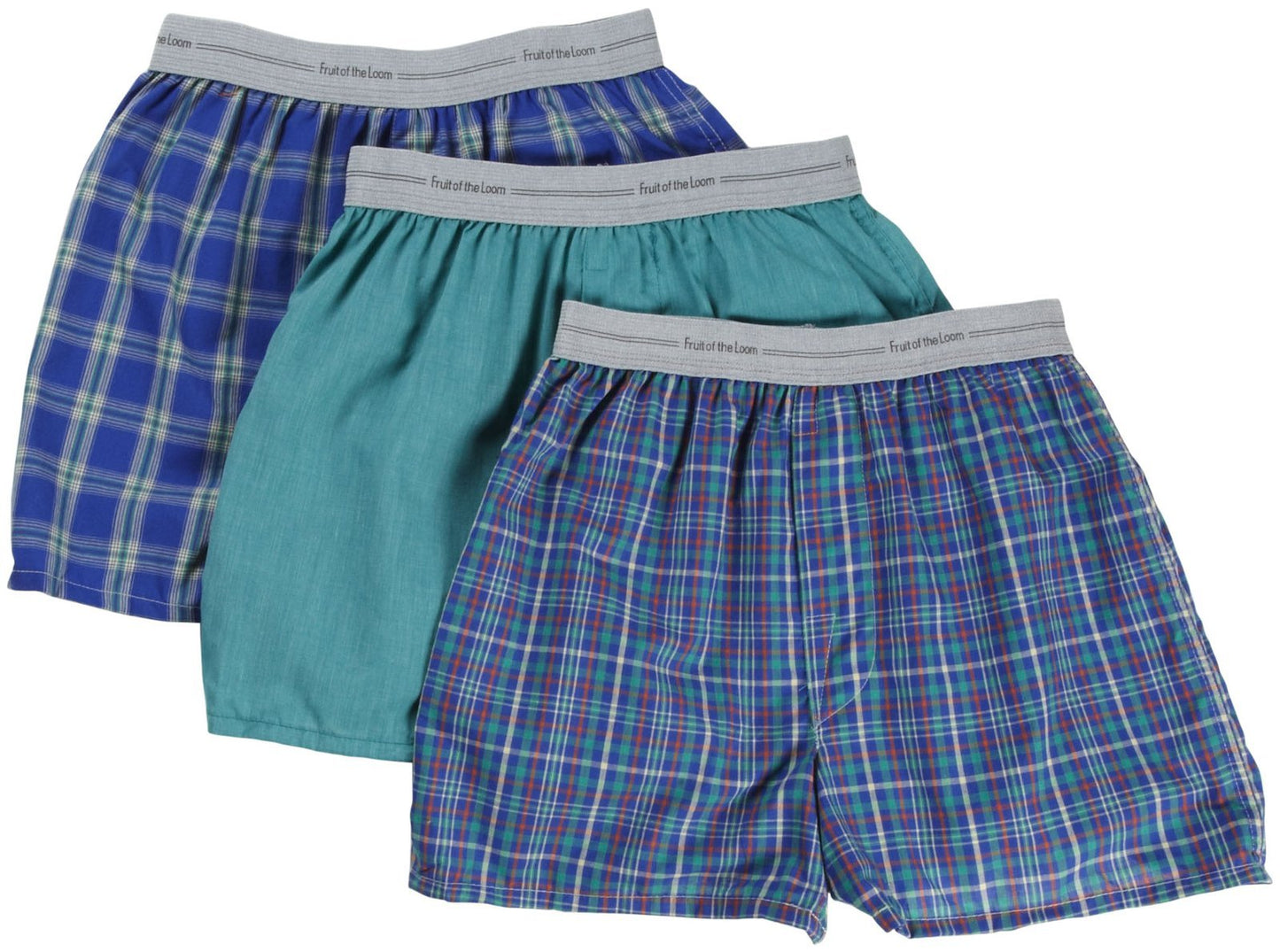 Fruit of the Loom Big Boys' Exposed Waistband Woven Boxer ,Multi,XL (18-20)
