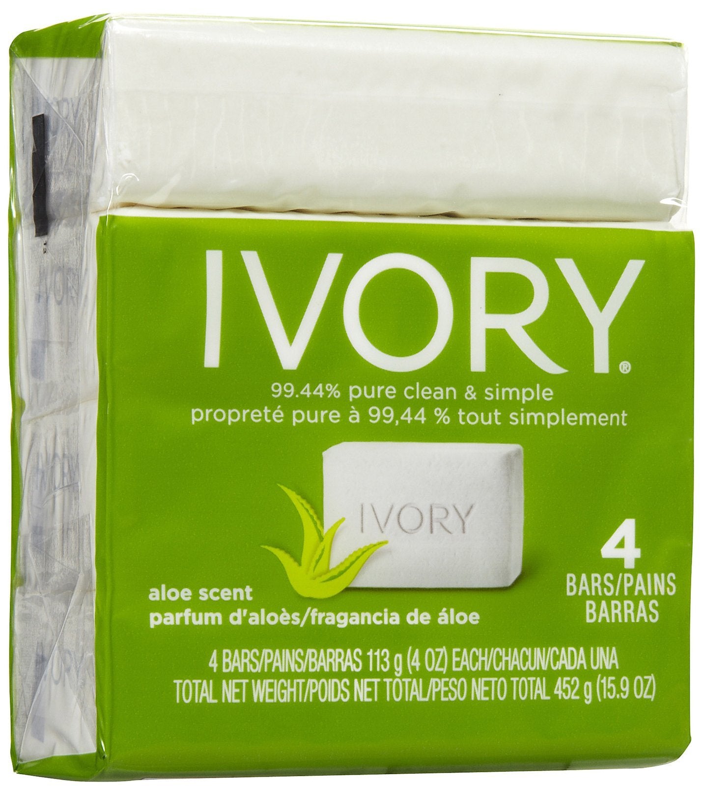 Ivory Bar Soap, Bath Size, Aloe 4 ea