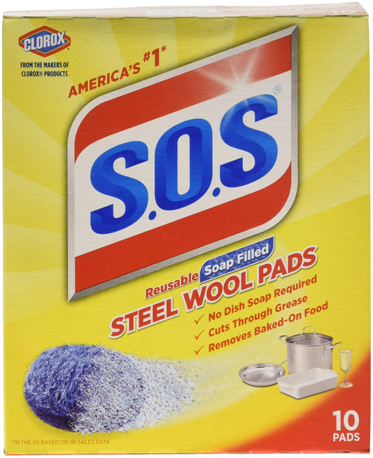 SOS Wool Steel Soap Pads 10 ct (Pack of 6)
