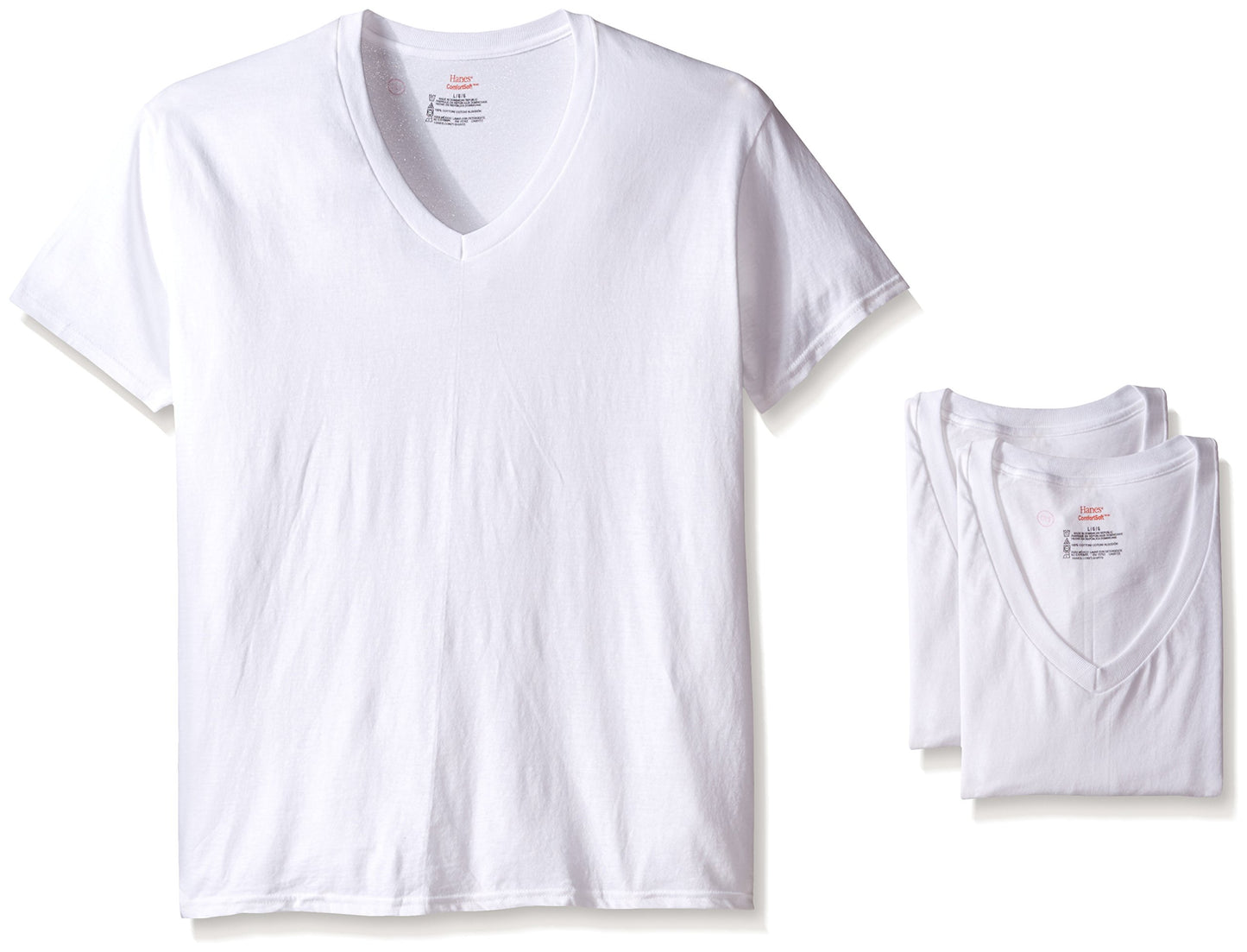 Hanes Men's ComfortSoft V-Neck T-Shirt 3-Pack Slightly Imperfect (2XL)