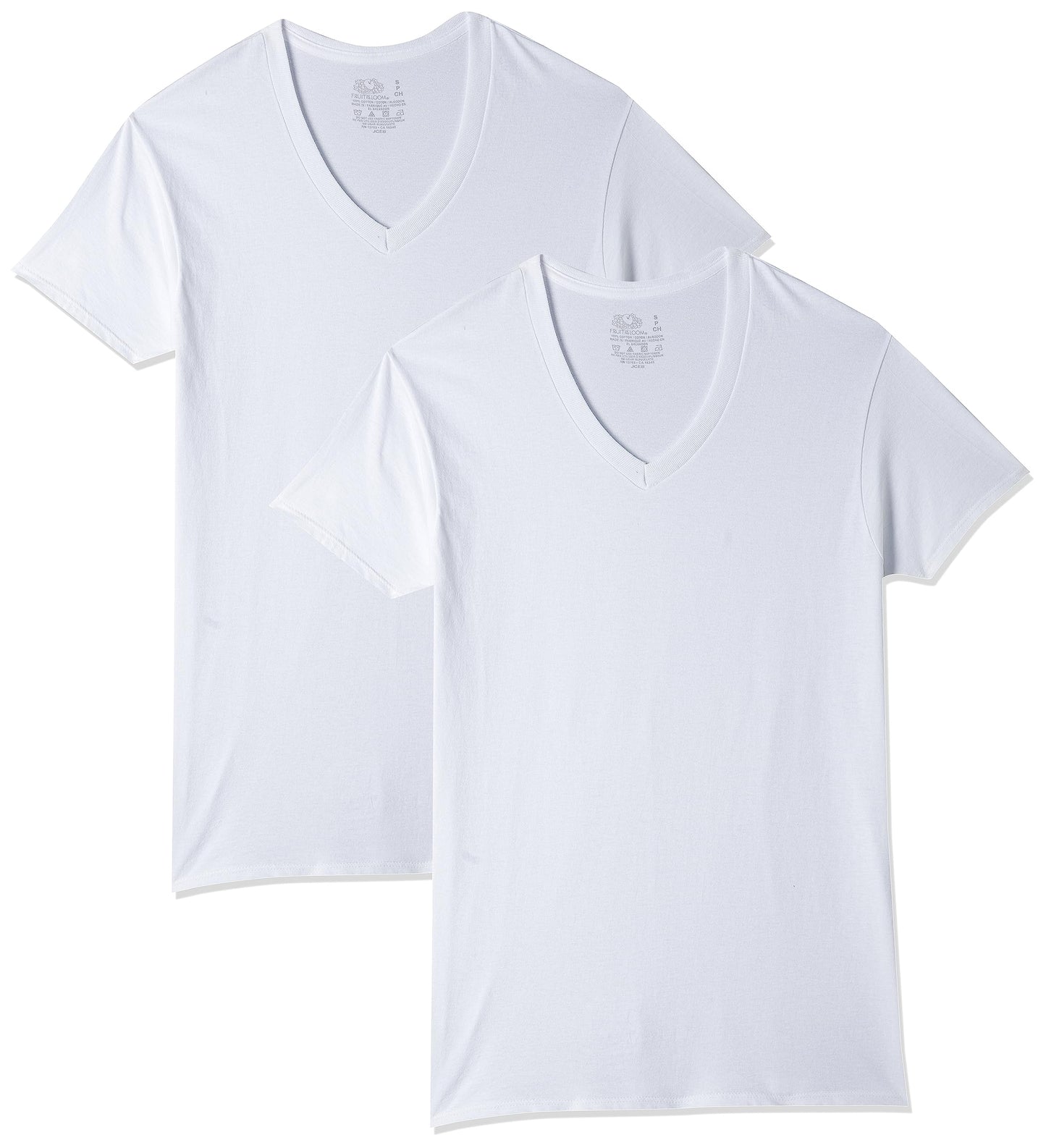 Fruit of the Loom Men's Extended Sizes V-Neck T-Shirt, Black/Gray, XXX-Large(Pack of 4)