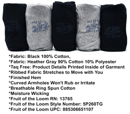 Fruit of the Loom 5-Pack Black/Grey A-Shirt 5P260TG