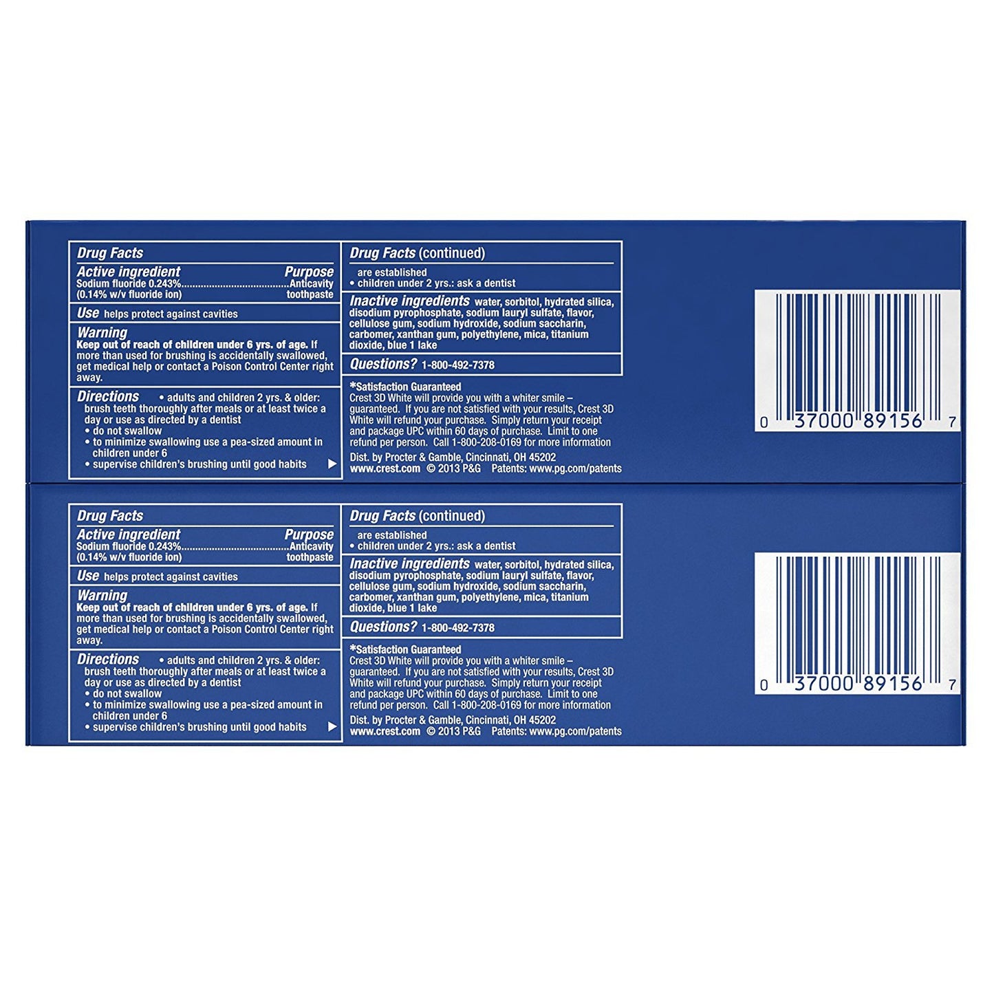Crest 3D Toothpaste, 5.5 oz, 2pk