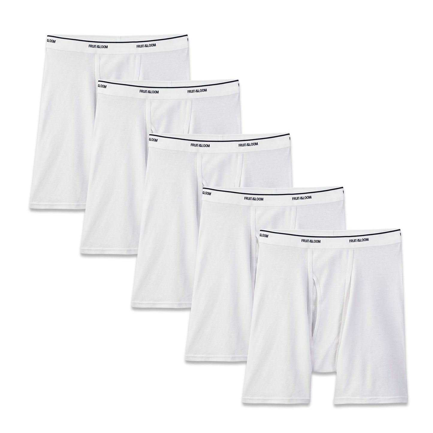 Fruit of the Loom Men's No Ride Up Boxer Brief, Stripe/Solid - Traditional Fly, Large