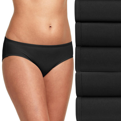 Hanes Ultimate Women's Hipster Panties 5-Pack, Moisture-Wicking Hipster Briefs, Hipster Underwear, 5-Pack (Colors May Vary)