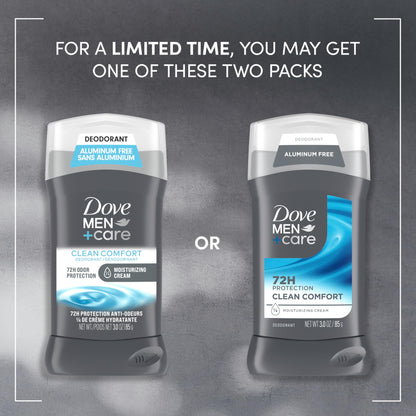 Dove Men+Care Deodorant Stick, Clean Comfort 3 Ounce (Pack of 2) (Packaging may vary)