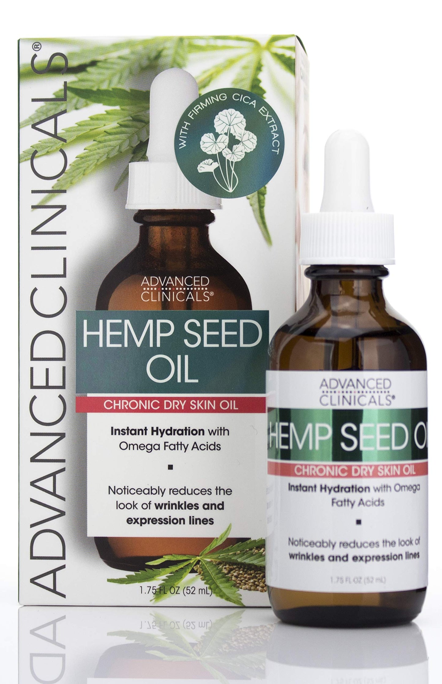 Advanced Clinicals Hemp Seed Oil for Face. Cold Pressed Hemp Seed Oill instantly hydrates skin and helps with Wrinkles, Fine Lines, and Expression Lines, 2-Pack