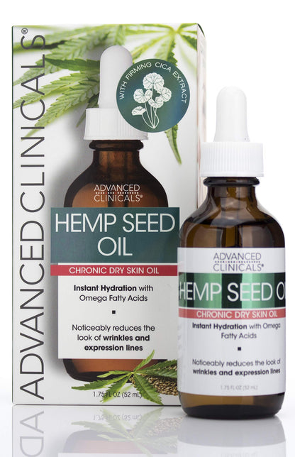 Advanced Clinicals Hemp Seed Oil for Face. Cold Pressed Hemp Seed Oill instantly hydrates skin and helps with Wrinkles, Fine Lines, and Expression Lines, 2-Pack