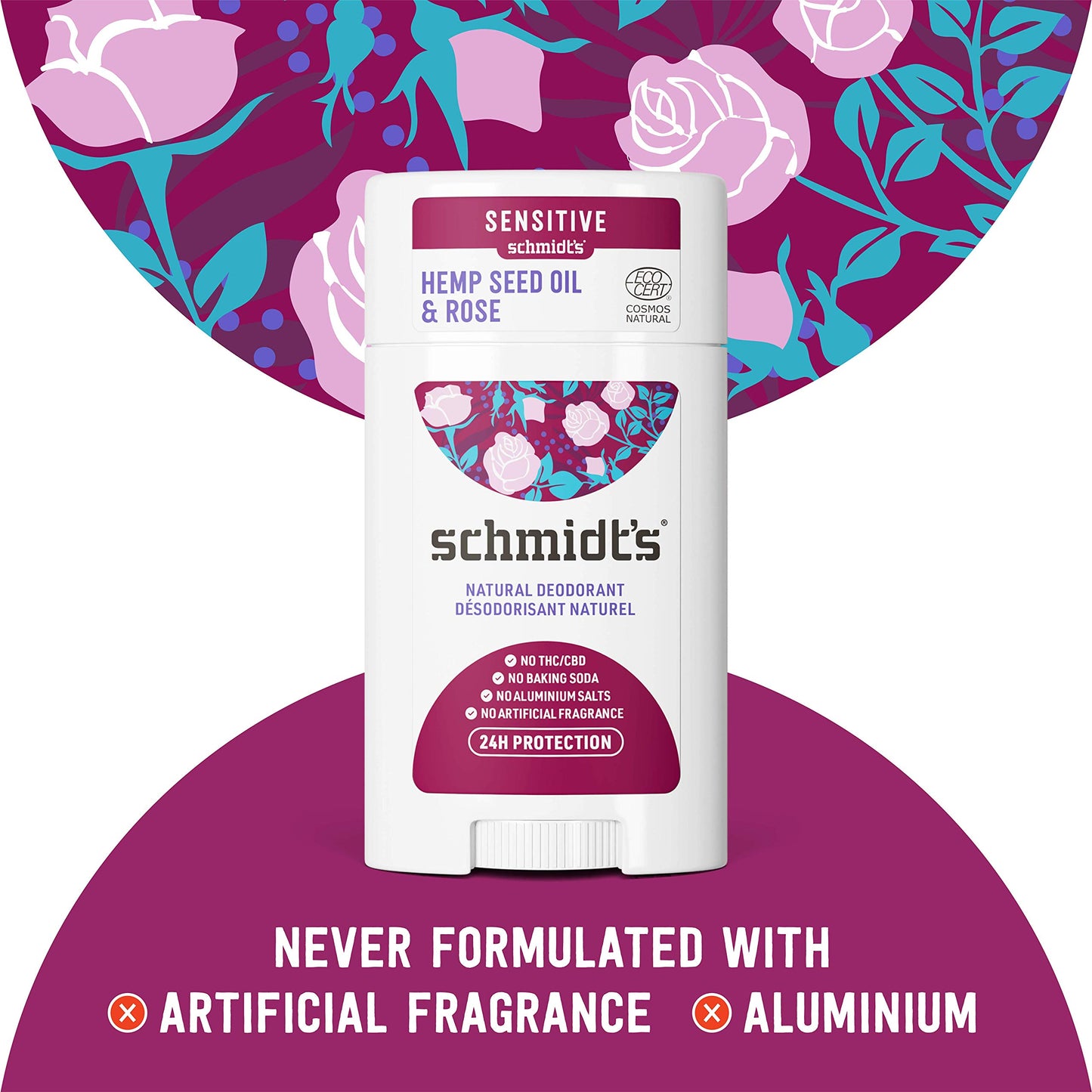 Schmidt's Deodorant For Odor Protection Rose + Black Pepper Aluminum Free Deodorant 2.65 oz