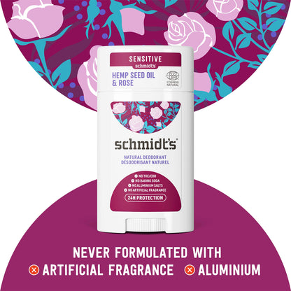Schmidt's Deodorant For Odor Protection Rose + Black Pepper Aluminum Free Deodorant 2.65 oz
