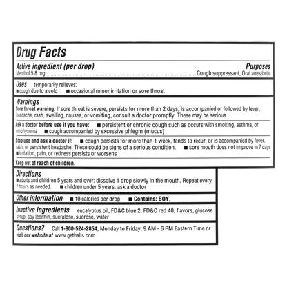 Halls Triple Soothing Action - Cherry 30 Drops (Pack of 2)