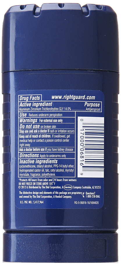 Right Guard Sport Active 48 HR Odor Protection Anti-Perspirant Deodorant, 2.6 oz (Pack of 6)