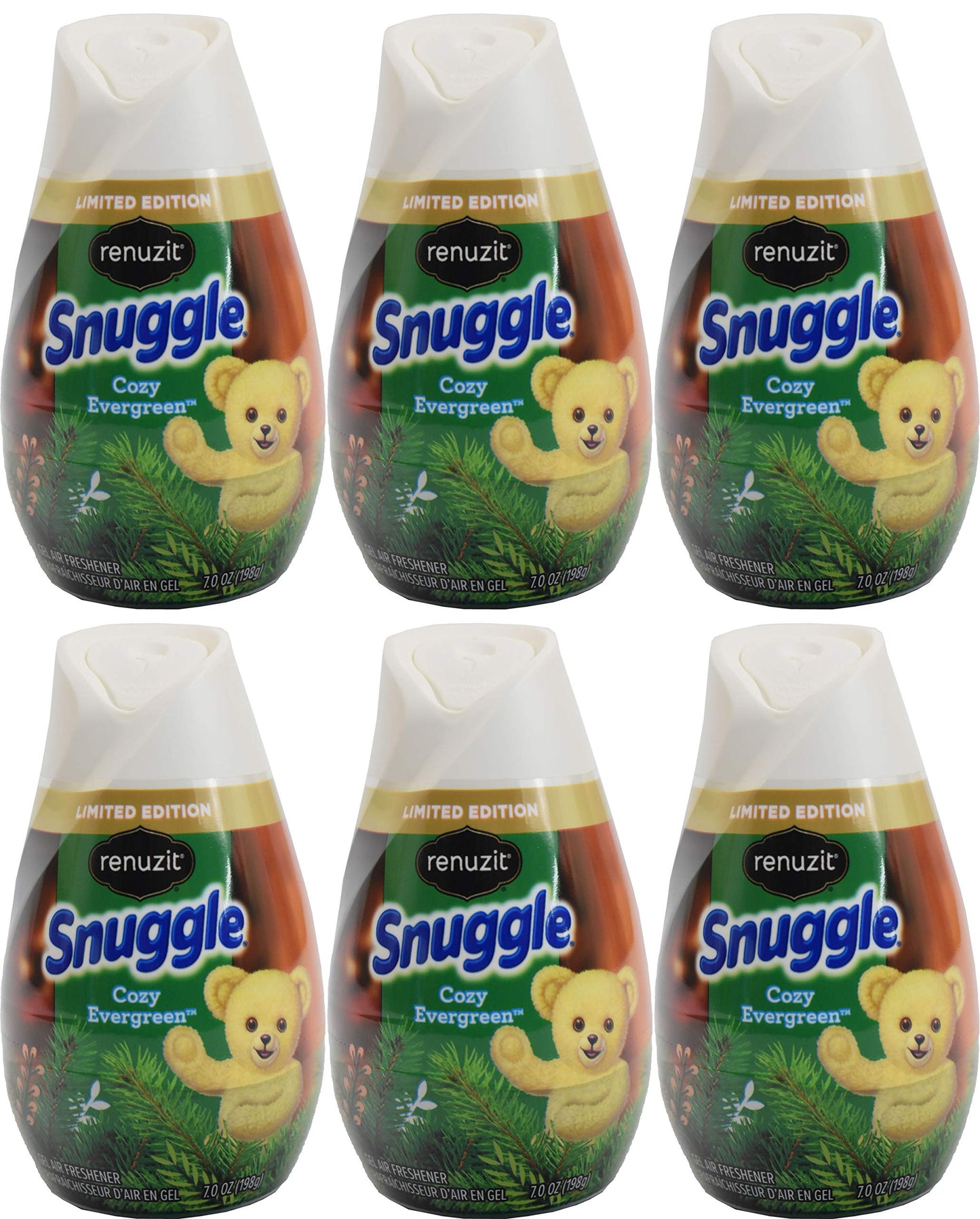 Set of 6 RENUZIT Gel Air Freshers - Great for Home and Work! Bring in the Holiday Smells to your House! (6, Snuggle Cozy Evergreen)