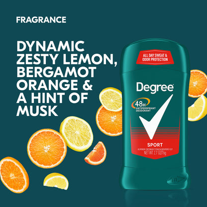 Degree Men Original Antiperspirant Deodorant for Men, Pack of 4, 48-Hour Sweat and Odor Protection, Sport 2.7 oz (Packing May Vary)