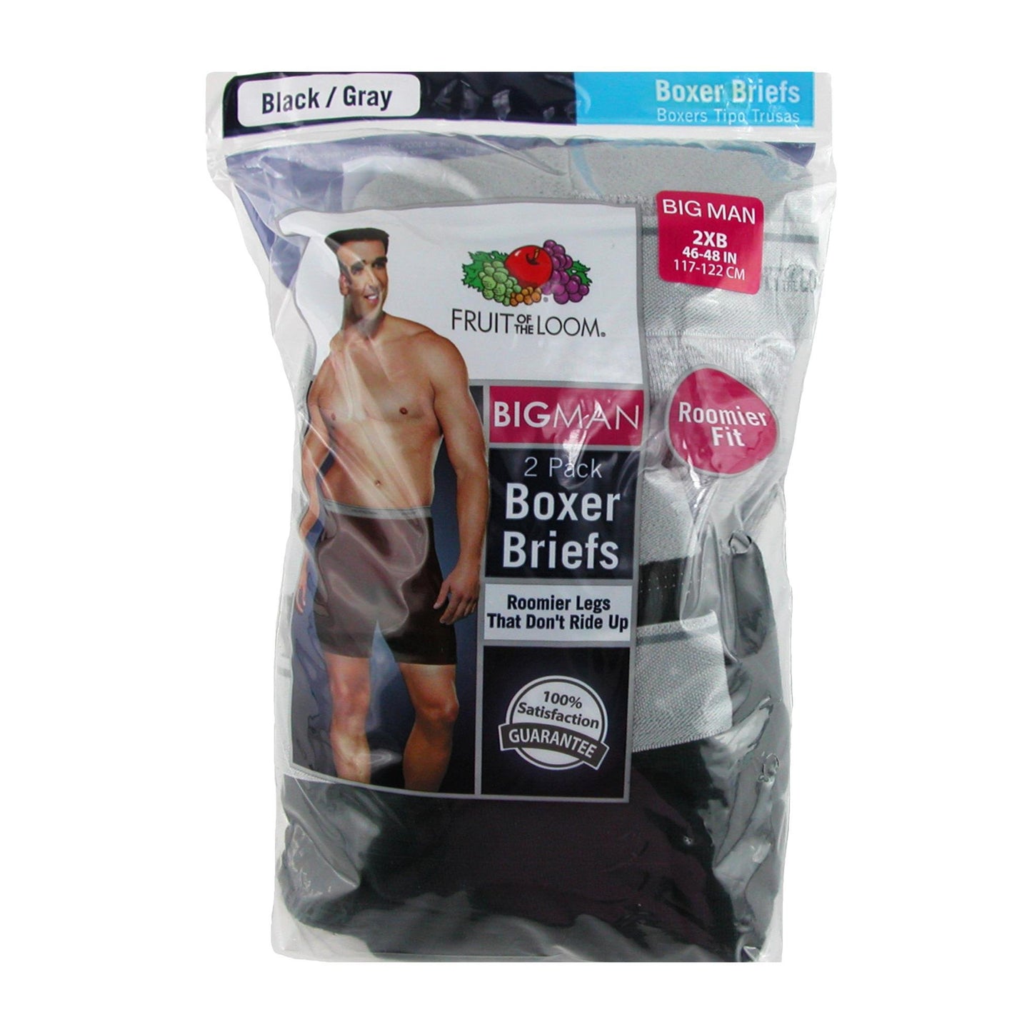 Fruit of the Loom Men's Big Size Boxer Brief Underwear (Pack of 2), 5XB, Multi