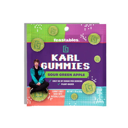 Feastables MrBeast Karl Gummy Sour Candy - Green Apple - 1.76 oz Bag (Pack of 8)