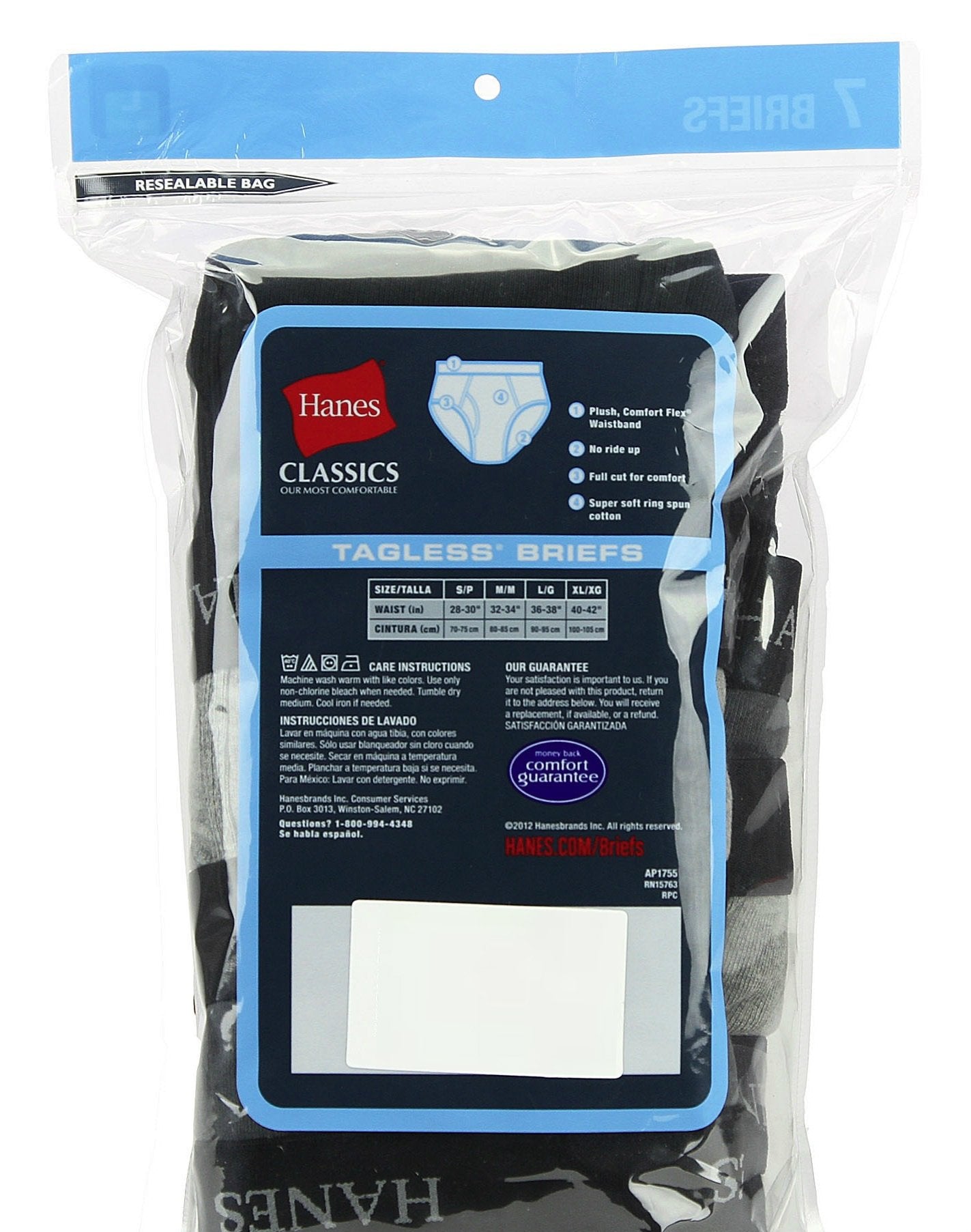 Hanes Men's Classics Tagless Comfort Flex Waistband Brief; Small; Black/Gray; (3 Packs of 7 Each)