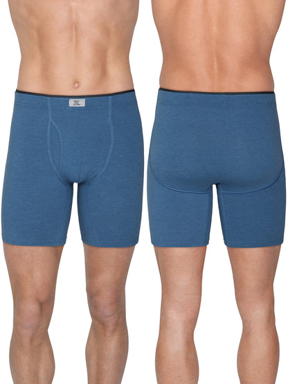 Fruit of the Loom Men's Crafted Comfort Stretch Boxer Briefs, Regular Leg-Covered Waistband-Assorted, X-Large