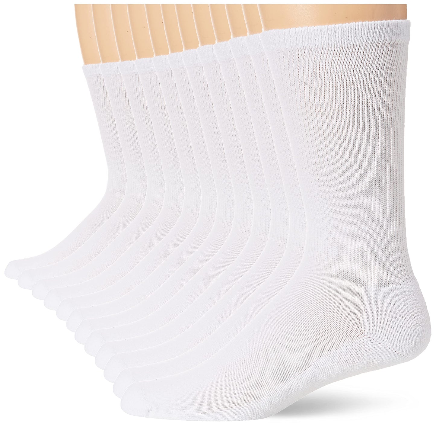 Hanes Men's Big and Tall Active Cool 12-Pack Crew Socks (10-13 (Shoe size 12-14), White)