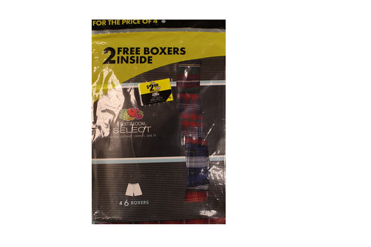 Fruit of the Loom Men's 6Pack Plaid Boxer Shorts Boxers Underwear XL