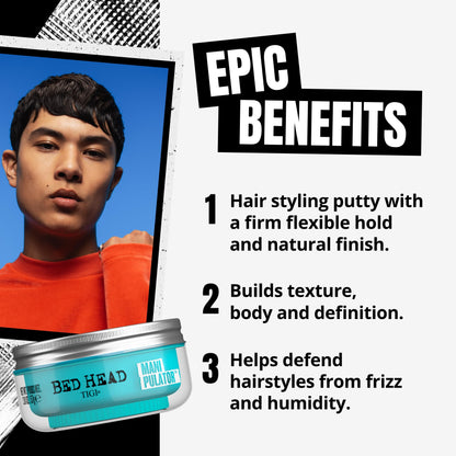 Bed Head by TIGI Manipulator Texturizing Putty - Premium Hair Putty for Men & Women - Incredible Texture & Style - For Styling Short to Medium Hair - Finish on Wet or Dry Hair - 2.01 oz (Pack of 2)
