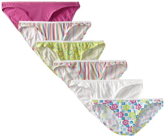Fruit of the Loom Women's Cotton Low Rise Bikini Panties, Assorted, 8(Pack of 6)