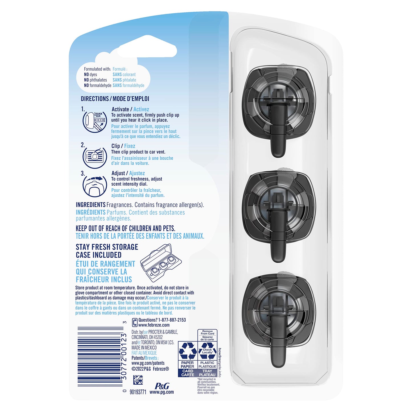 Febreze Old Spice Car Air Fresheners, Old Spice Scent, Odor Fighter for Strong Odor, Car Vent Clips (3 Count)