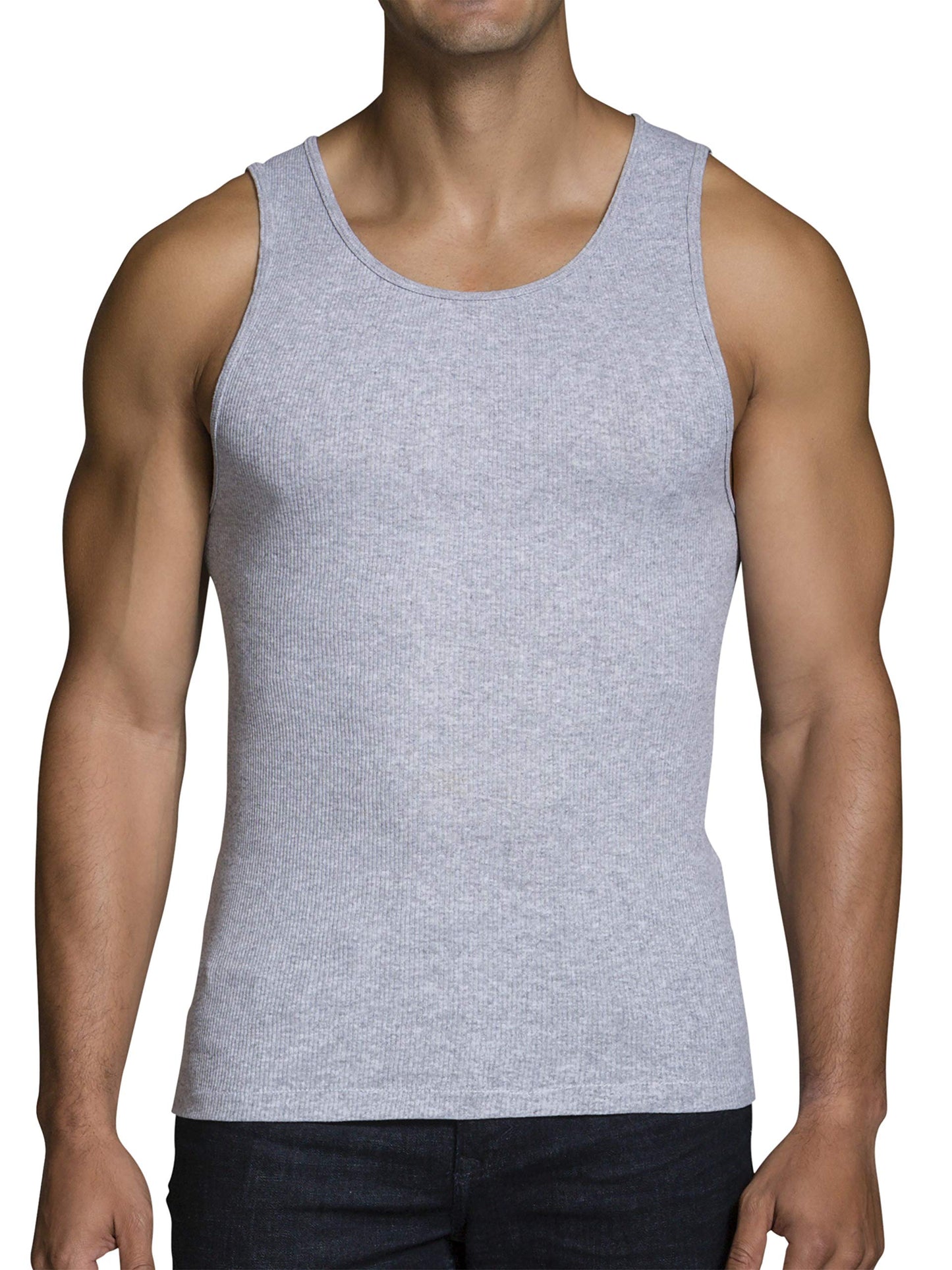 Fruit of the Loom Men's Big Contour Fit A-Shirt, Black/Gray, 3X-Large(Pack of 4)