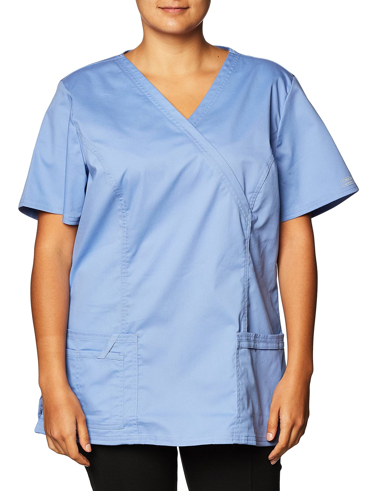 Cherokee Women's Workwear Scrubs Core Stretch Mock-Wrap Top (XX-Small), Wine (Copy)