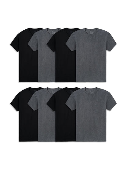 Fruit of the Loom Men's Lightweight Active Cotton Blend Undershirts, V-Neck-8 Pack-Black/Grey, Small