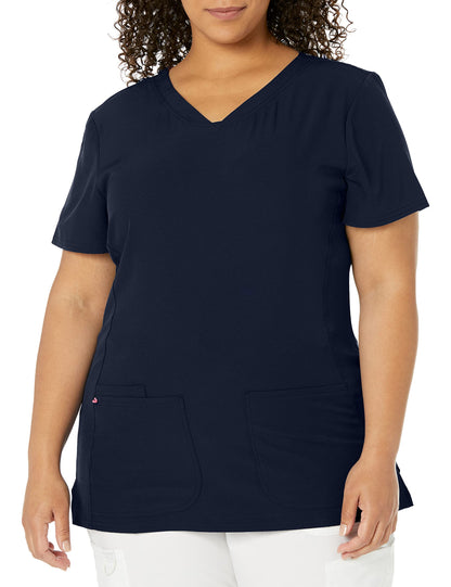HeartSoul Women's Pitter-Pat V-Neck Scrubs Shirt, Khaki, XX-Small