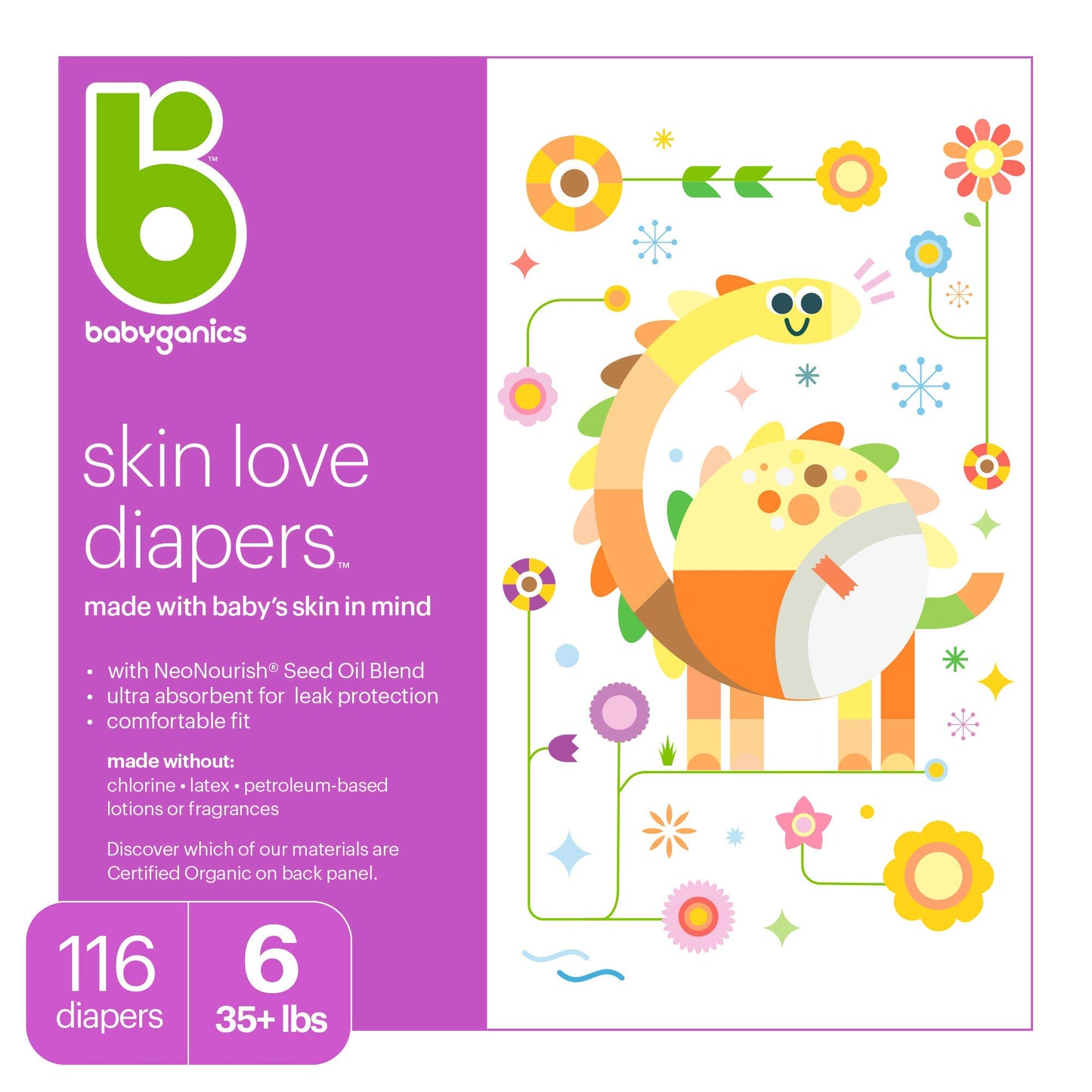 Babyganics Diapers, Size 6, 44 ct, Ultra Absorbent Diapers