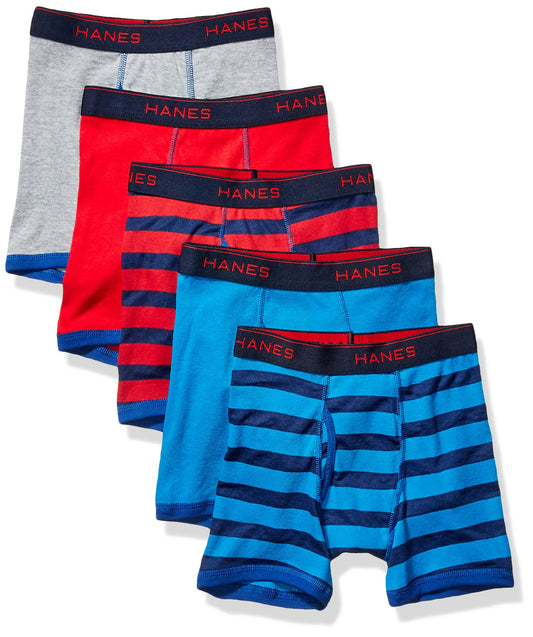 Hanes Boys Comfort Flex Fit Sport Ringer Boxer Briefs, Assorted 5 - Pack, Large