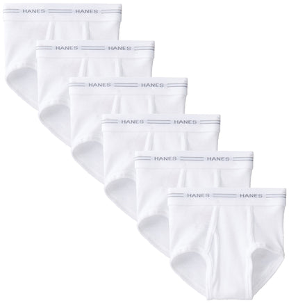 Hanes Boys' 6 Pack Ultimate Brief, White, Large