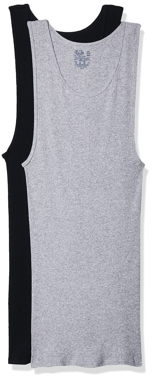 Fruit of the Loom Men's A-Shirt , Black/Grey, XX-Large(Pack of 2)