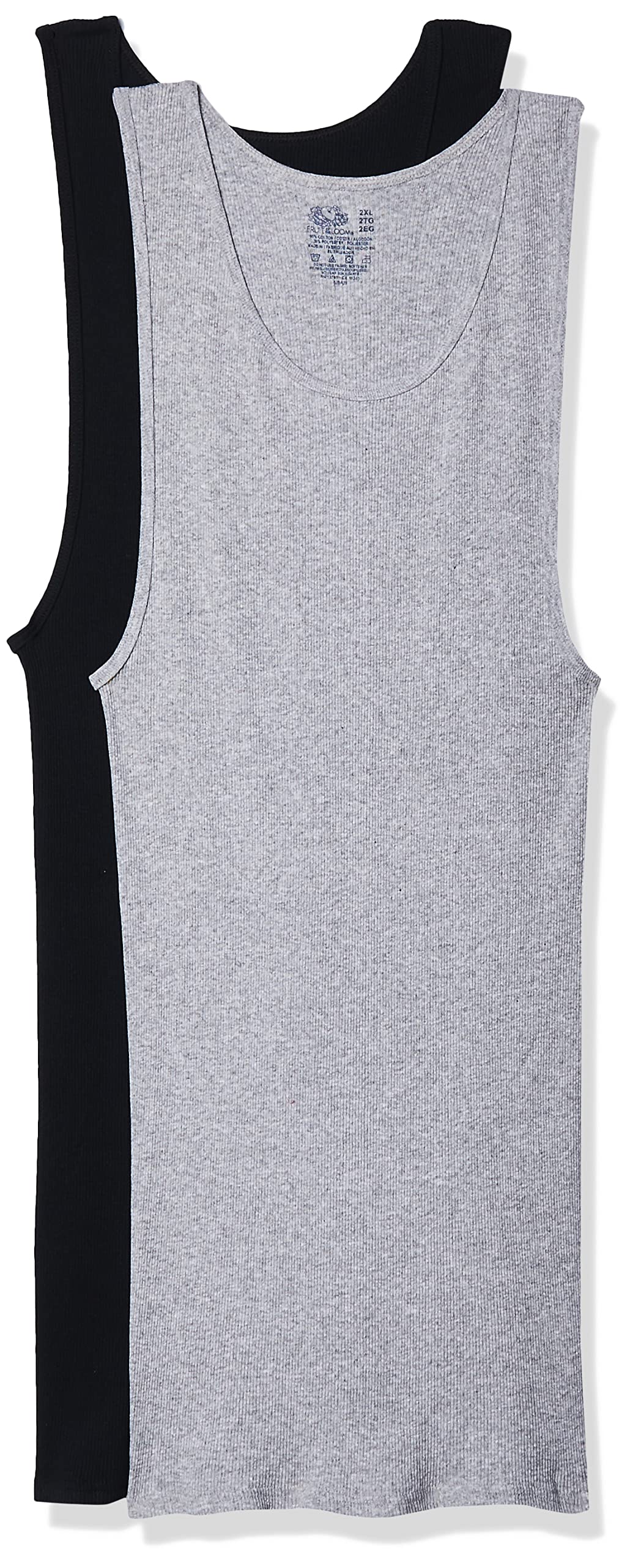 Fruit of the Loom Men's A-Shirt , Black/Grey, XX-Large(Pack of 2)