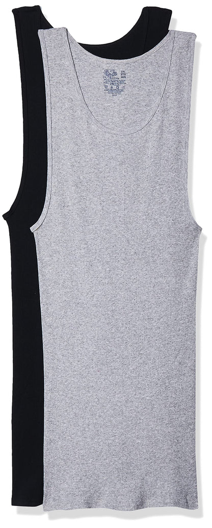 Fruit of the Loom Men's A-Shirt , Black/Grey, XX-Large(Pack of 2)