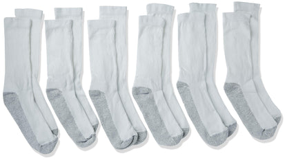 Fruit Of The Loom Men's 6 Pack Cushion Crew Socks, White, Sock Size:10-13/Shoe Size: 6-12