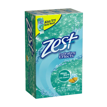 Zest 8-Bar Bath Size Soap, Aqua, 4 Ounce per bar, 8 bars, 32 Ounce