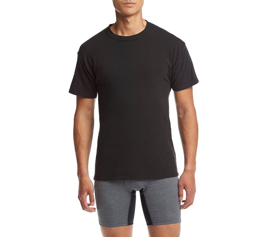 Hanes Ultimate Men's 4-Pack FreshIQ Stretch Crew, Black, Large