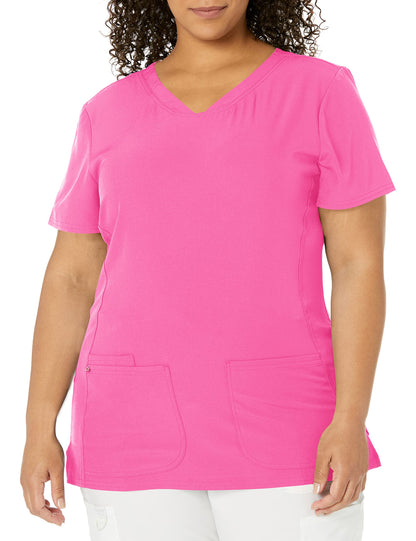 HeartSoul Women's Pitter-Pat V-Neck Scrubs Shirt, Khaki, XX-Small