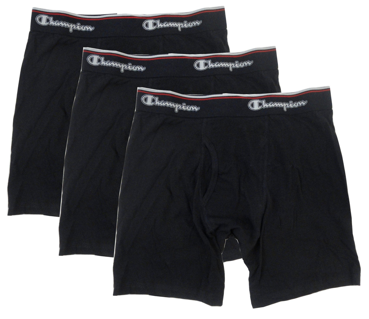 Champion Men's 3 Pack Active Fit Boxer Briefs, Black, Large