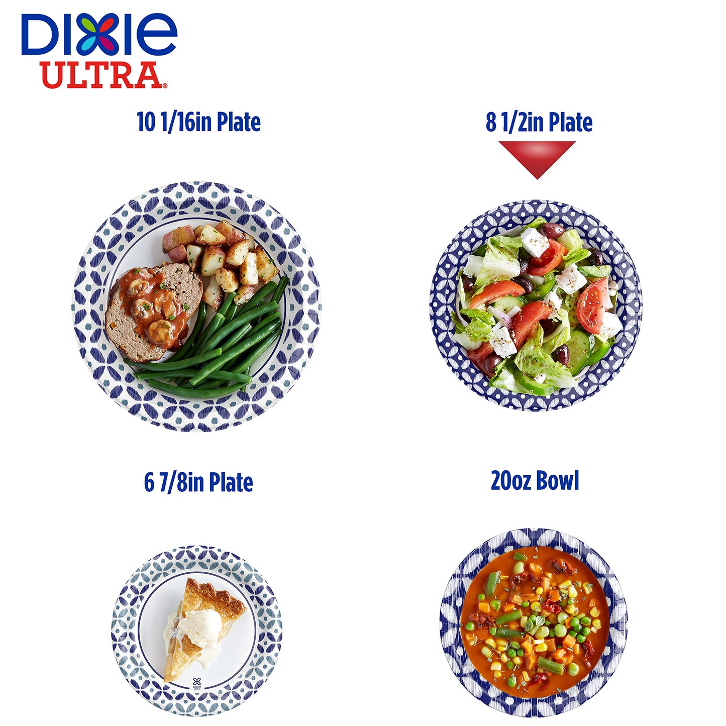 Dixie Ultra Disposable Paper Plates, 8 ½ inch, Lunch or Light Dinner Size Printed Disposable Plates, 300 count (10 Packs of 30 Plates), Packaging and Design May Vary