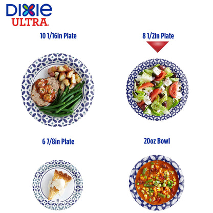 Dixie Ultra Disposable Paper Plates, 8 ½ inch, Lunch or Light Dinner Size Printed Disposable Plates, 300 count (10 Packs of 30 Plates), Packaging and Design May Vary
