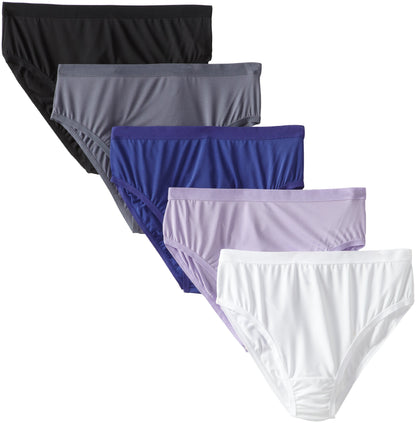 FOL Women's Plus Size Fit For Me 5Pack Cotton Hi Cut Panties, Assorted, 12