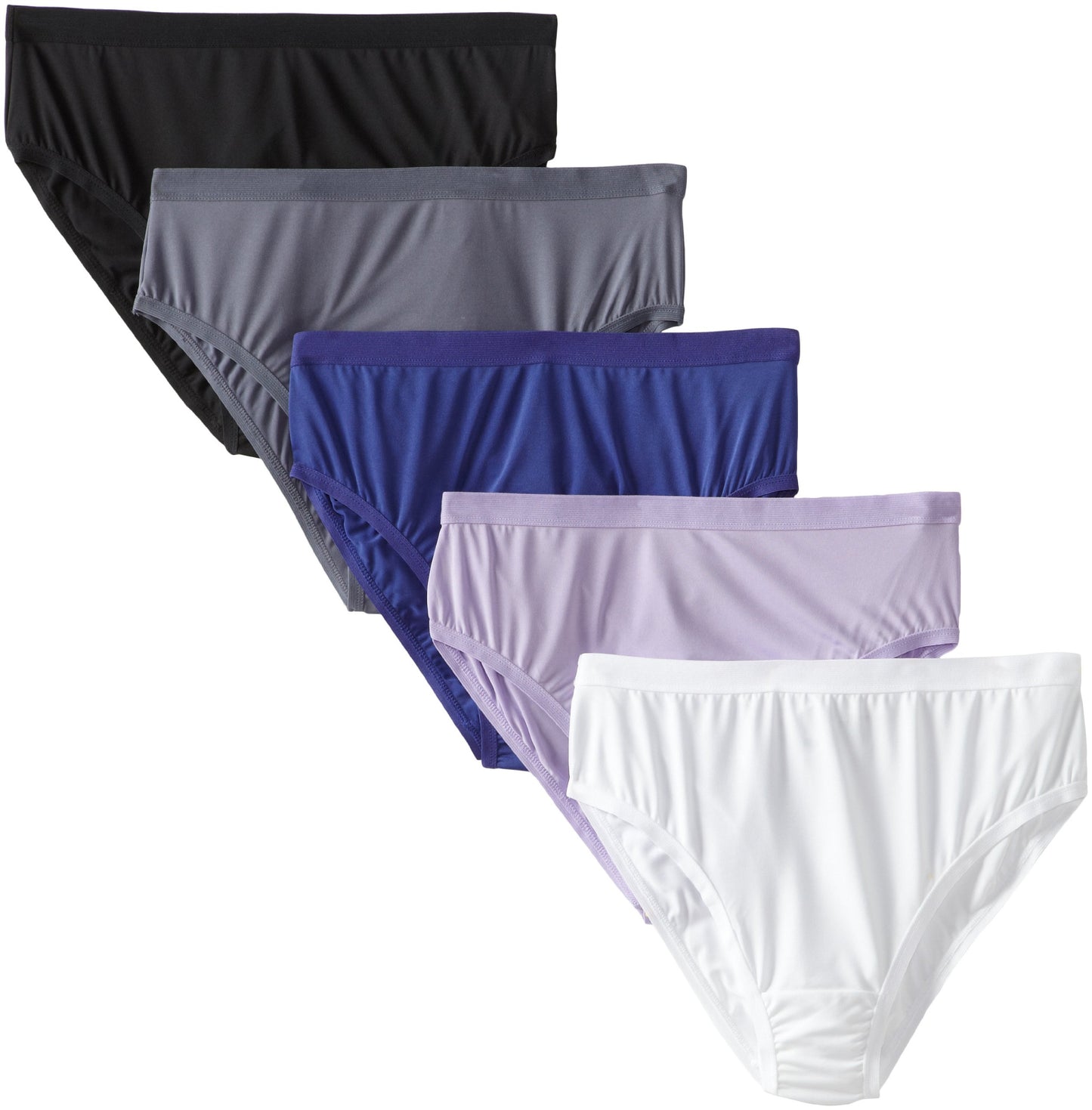 FOL Women's Plus Size Fit For Me 5Pack Cotton Hi Cut Panties, Assorted, 12