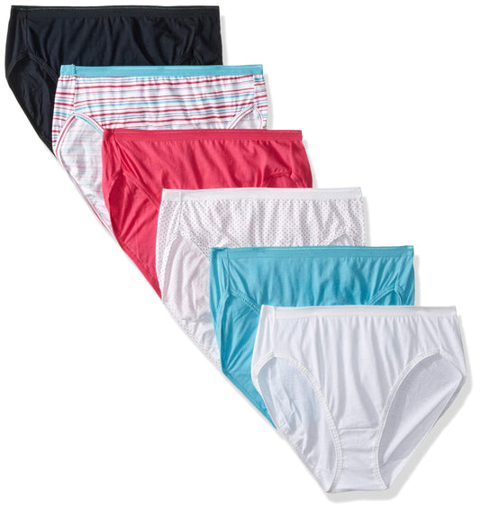 Fruit of the Loom Ladies Assorted Cotton Hicut Brief - 6 Pack (6DHICA1) 8/Assorted