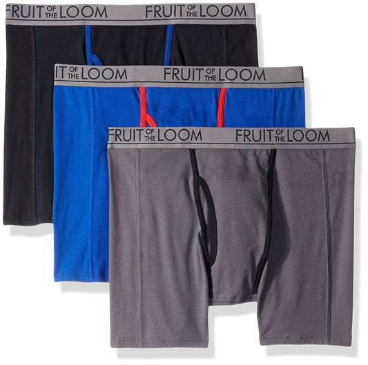 Fruit of the Loom Men's 3pk Ultra Flex Boxer Brief, Assorted, Small